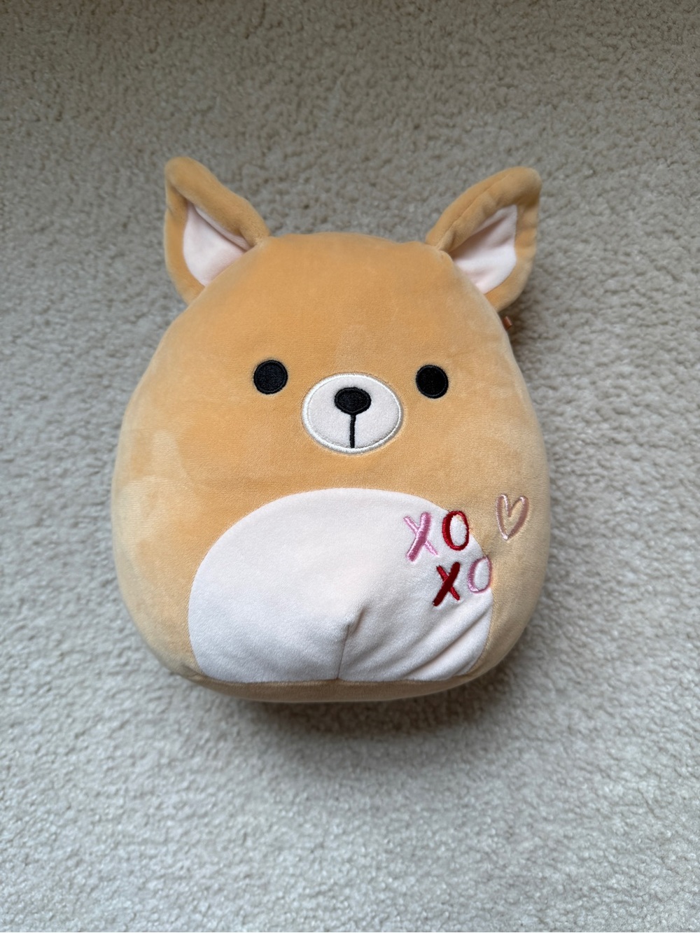 Plush Tan Dog Stuffed Toy with White Belly